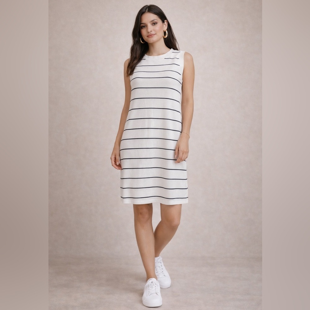 A New Day Cream and Navy Striped Deess